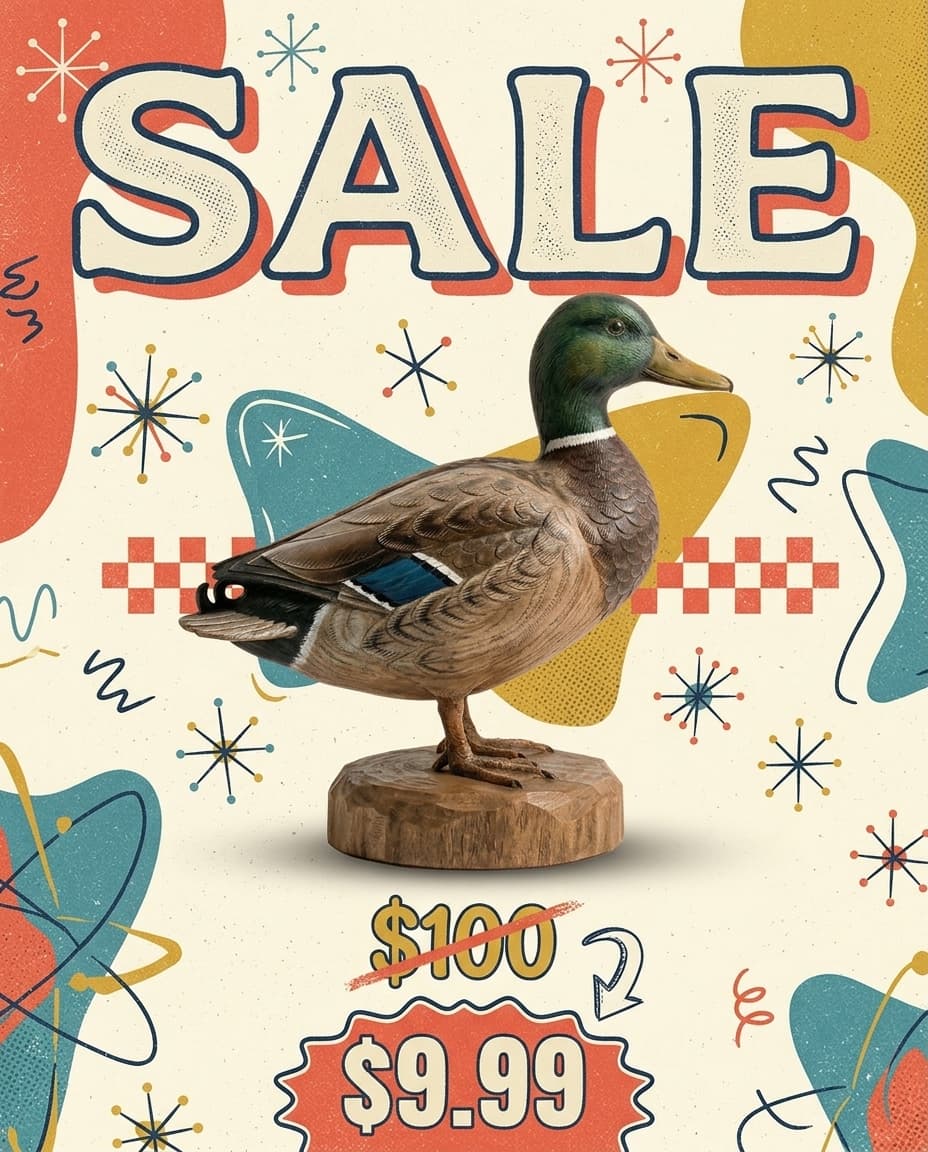 Mallard on a retro SALE poster