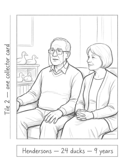Sketch of two long-time collectors on a couch