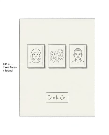 Three collector portraits with Duck Co. branding